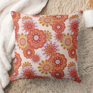 Blumige rustikale Retro-Braun-Beige Kissen