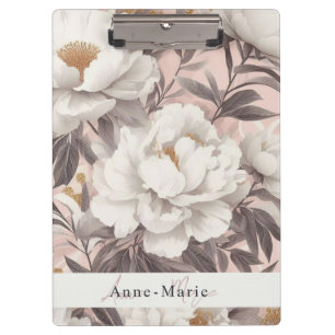Blumige rustikale vintage elegante graue klemmbrett