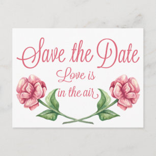 Blumige Save The Date Pink Rose Blumen Hochzeitsei Postkarte
