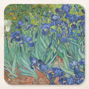 Blumige Schwertlilien-Garten von Vincent van Gogh Rechteckiger Pappuntersetzer