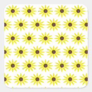 Blumige Sonnenblumenmuster goldgelbe Blumen Quadratischer Aufkleber