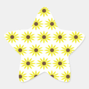 Blumige Sonnenblumenmuster goldgelbe Blumen Stern-Aufkleber