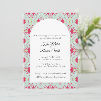 Blumige Squircle Mintgrüne Einladungskarte