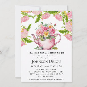 Blumige Teeparty-Baby-Shower-Einladung Einladung