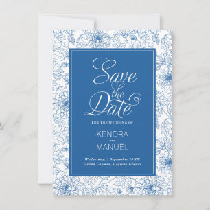 Blumige Toile Französisch Blau Chinoiserie Hochzei Save The Date