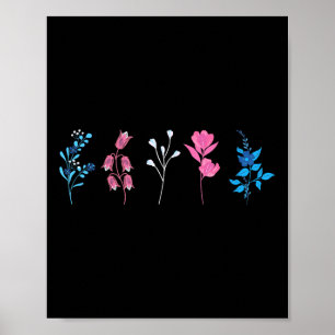 Blumige Transgender-Stolz, Lgbtq-Trans-Flagge-Blum Poster