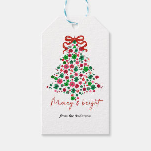 Blumige Weihnachtsbaum-Coquette-Geschenkanhänger Geschenkanhänger