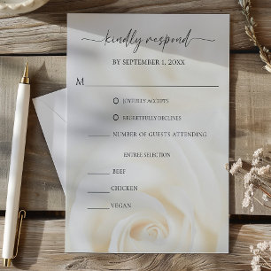 Blumige weiße Rosenhochzeit RSVP Karte