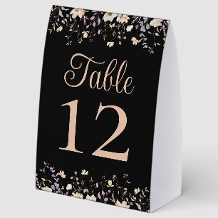 Blumige Wildblumen Schwarze Boho-Hochzeitstisch-Nu Tischaufsteller