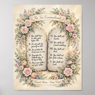Blumige Zehn Gebote Poster