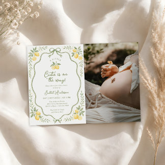 Blumige Zitrone Citrus Baby Shower Foto Einladung