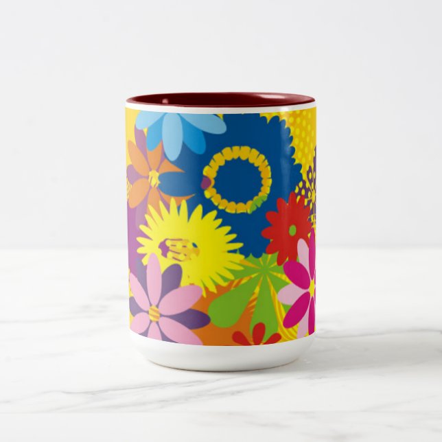 Blumige zwei Ton-Tasse Zweifarbige Tasse (Mittel)