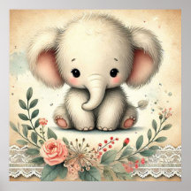 Blumiger Baby Elefanten-Kinderzimmer