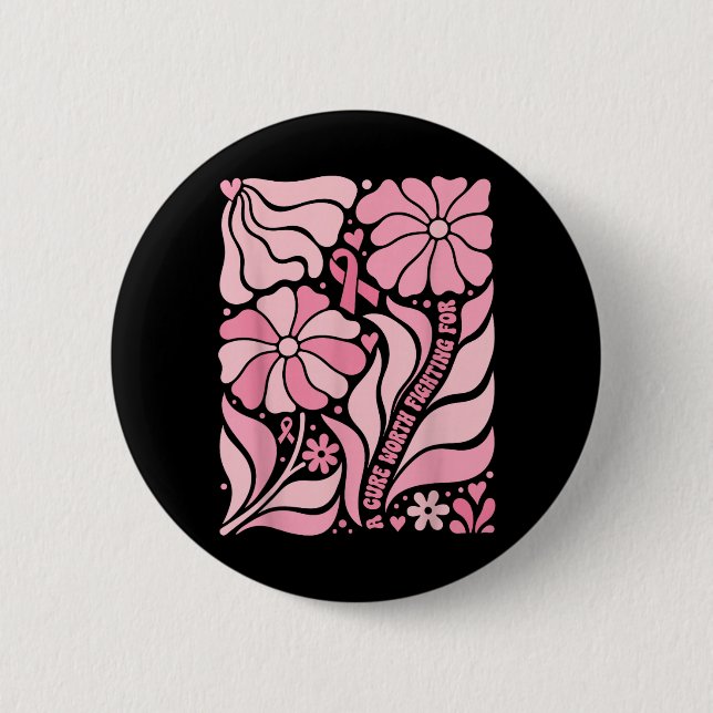 Blumiger Boho-Brustkrebs-Überlebender Ein Heilmitt Button (Vorderseite)
