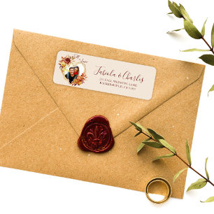 Blumiger Boho-Herbst-Liebes-Foto-Hochzeitsanschrif