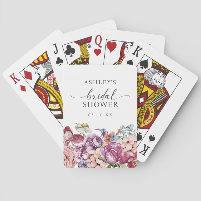 Blumiger Brautjungfern-Abschied Spielkarten (Jewel Tone Colorful Floral Bridal Shower Poker Cards by Painted Paperie
)