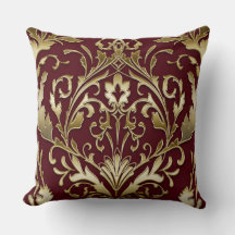 Blumiger Damast burgunderrot und gold, elegant, vi