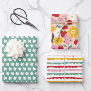Blumiger Erdbeertraum Geschenkpapier Set