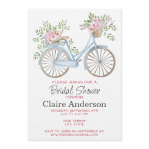 Blumiger Fahrrad-Hochzeitsdusche-Einladung,