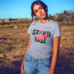 Blumiger Flamingo Stand Tall Starke Frau T-Shirt