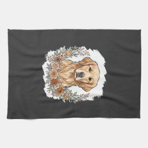 Blumiger Golden Retriever Sublimation Geschirrtuch