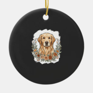 Blumiger Golden Retriever Sublimation Keramik Ornament
