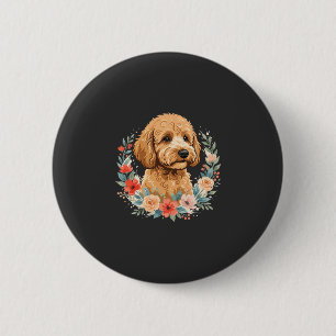 Blumiger Hund Rundes Sublimation Button