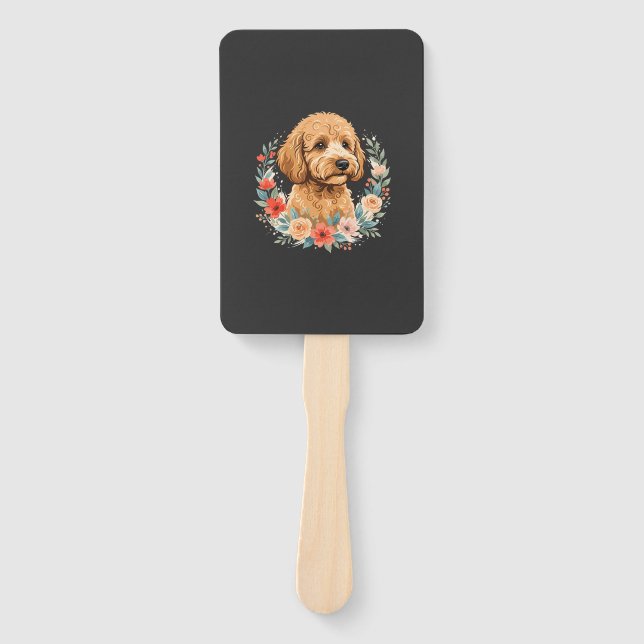 Blumiger Hund Rundes Sublimation Fächer (Vorderseite)