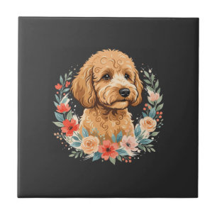 Blumiger Hund Rundes Sublimationsdesign Fliese
