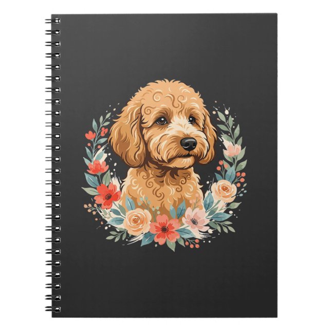 Blumiger Hund Rundes Sublimationsdesign Notizblock (Vorderseite)