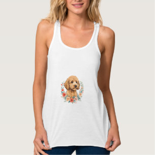 Blumiger Hund Rundes Sublimationsdesign Tank Top