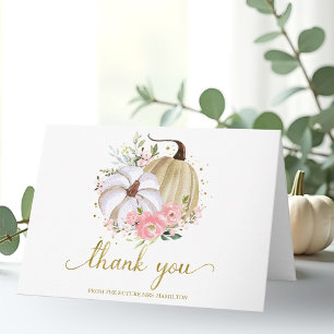 Blumiger Kürbis Herbst Brautdusche Danke schön Karte