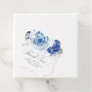 Blumiger staubiger blauer Boho-Hochzeits-Dankeschö Geschenkanhänger