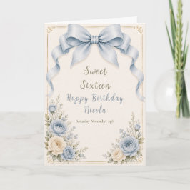 Blumiger staubiger blauer Coquette-Bogen Sweet Six Karte