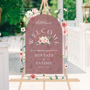 Blumiger Staubiger Rosenbogen Muslimische Hochzeit Acrylschild