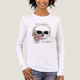 Blumiger Totenkopf-Goth "Hello Darkness"-Kunst Tri-Blend Shirt
