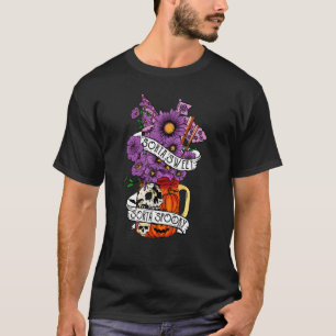Blumiger Totenkopf-Kürbis irgendwie süß irgendwie T-Shirt