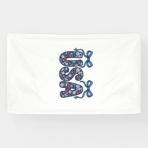 Blumiger USA-Bogen Patriotisches Vektor-Design_1 Banner