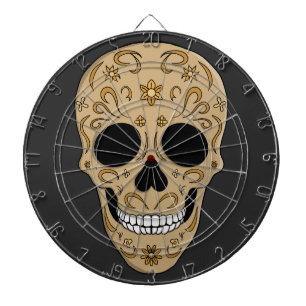 Blumiger Zuckerschädel Dia de los Muertos Dartscheibe