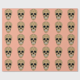 Blumiger Zuckerschädel Dia de los Muertos Geschenkpapier