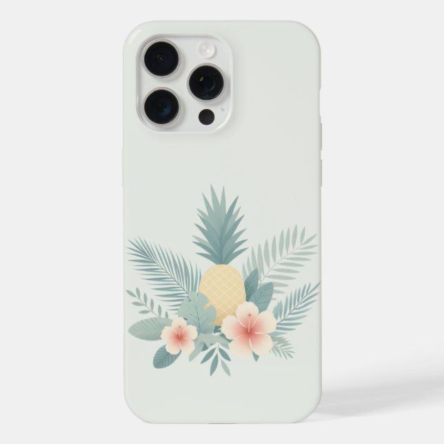 Blumiges Ananas & Hawaiian iPhone 15 Pro Max Hülle (Rückseite)