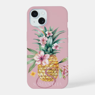 Blumiges Ananas Rosa iPhone 15 Hülle