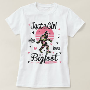 Blumiges Bigfoot-Mädchen Retro-Art T-Shirt