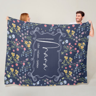Blumiges Blau Einzigartige Mama Wir lieben dich Fleecedecke