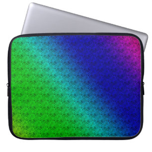 Blumiges Blau Grün Regenbogen Farbverlauf Diagonal Laptopschutzhülle