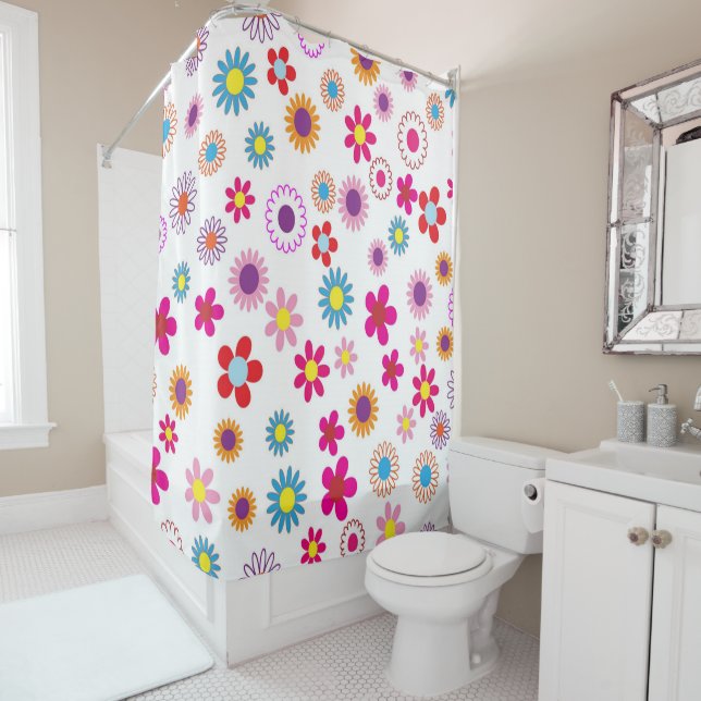 Blumiges Blumen Design Duschvorhang (Beispiel)