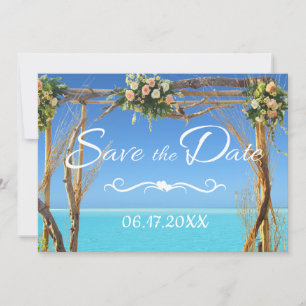 Blumiges Boho-Sommer-Strandhochzeits-Save-the-Date Save The Date