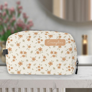 Blumiges Boho-Wildblumen-Neutralname Beige Waschbeutel