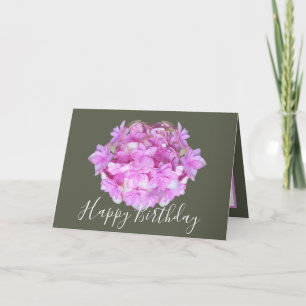 Blumiges Chic Bouquet Rosa Hortensie Blumen Geburt Karte
