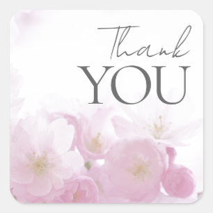 Blumiges Danke Elegant Modern Schlicht Modern Quadratischer Aufkleber